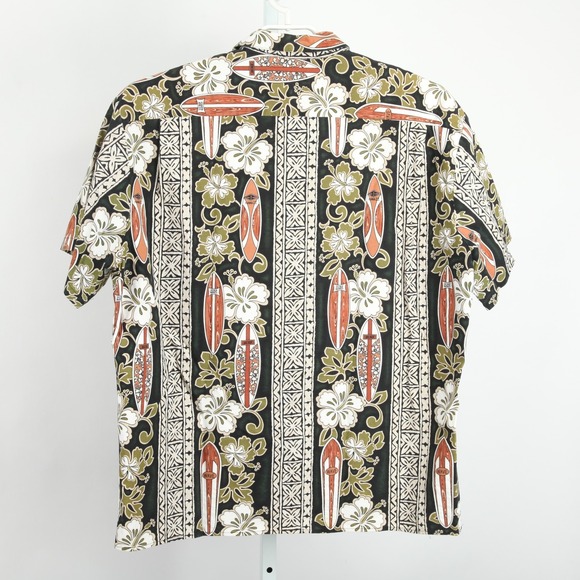 Hilo Hattie Hawaiian Original Shirt Mens XL Green Black Surfboard Floral Hawaii - Picture 3 of 9